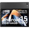 Whitedeer Tablet 10 pollici Android Tab, Face ID, OTG, 20GB+64GB+1TB Espansione, 1280 * 800 IPS, Split-Screen, WiFi 6, BT5.3, Doppia Fotocamera 5MP+8MP, 5000mAh, Widevine L1 (Nero)