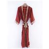 Fatto a mano Vintage Seta Accappatoio Kimono Rosso Floreale Stile Giapponese Wrap Abito Free