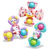 Pourbibi Spinner per bambini - Ventosa per bambini con campana di cristallo rotante unicorno giocattoli da bagno con bolle in silicone giocattoli da viaggio per seggiolone vassoio vassoio