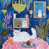 HUADADA Puzzle per adulti 1024 pezzi,Puzzle di arte del gatto bianco stravagante,Puzzle decorativo quadrato immagine