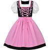 JerrisApparel Vestito Dirndl Bambina Costume Oktoberfest Bavarese Grembiule Allacciatura Carnevale Halloween (L, Rosa)