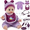 HERSITY Bambola Giocattolo Interattiva Suoni con Accessori Dottore Bambini | Bambola Parlante con Apertura e Chiusura Automatica Occhi Ciuccio, Gioco di Ruolo Regalo per 2 3 Anni Bambina