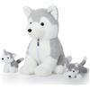 MorisMos Cane Gigante 40cm, Husky Mamma con 2 Kawaii Peluche Dentro, Giocattolo Grande Regalo per Bambini Ragazzi Ragazze Natale Compleanno