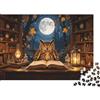DAFUfbw Owl Magic Library Puzzle 1000 Pezzi Materiale Riciclabile Moonlight Puzzles for Anziani Allevia la Demenza Senile Divertente Attività Ottima Idea Regalo 38x26cm/1000pcs