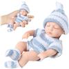 Whyzsjnclg Mini Bambole in Silicone da 7 Pollici realistiche per Neonati per Bambini, Blu, morbide per Neonati in Silicone per Tutto Il Corpo con Vestiti