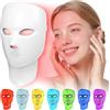 XQZMD Maschera per terapia della luce a LED per viso e collo, 7 colori chiari, per terapia della luce a LED, per anti-invecchiamento, ringiovanimento della pelle, anti-rughe, ricaricabile da USB-C