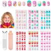Nymora 144 Kindernagelspitzen C - Fingernägel zum Aufkleben Kinder, Nagelset für Mädchen mit 6 Designs & 2 Nagelfeilen