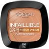 L'Oreal Paris Terra Abbronzante Infaillible 24h Fresh Wear Bronzer, Finish Leggero e Matte, Per un Incarnato Irresistibile, Waterproof e a Lunga Tenuta, Tonalità: 250 Light