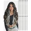 RUWISS Extension Capelli Argento Clip 12 Pezzi Colorati Posticci per Donna | 55 cm Extension Capelli Sintetici Colorati - Facili da Indossare, Resistenti, Perfette per Carnevale, Festa e Halloween
