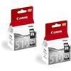 Canon Nuovo pacchetto doppio di cartucce d'inchiostro sigillate PG510 Canon, colore nero, compatibili con le stampanti Canon Pixma iP2700, iP2702, MP240, MP250, MP252, MP260, MP270, MP272, MP280, MP282, MP480, MP490, MP492, MP495, MP499, MX320, MX33