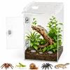BORDRISE Terrario acrilico trasparente 15x15x23 cm, terrario per rettili | 360° terrarium acrilico premontato con apertura frontale, coperchio magnetico, fondo impermeabile e ventilazione incrociata