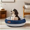 Deconovo Letto Ortopedico per Cani di Taglia Media e Grande, Soffice e Lavabile, con Cesto per Cani a Forma di Ciambella In Pile，51x51x15cm, Blu Navy