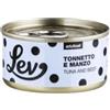 Generico Lev Umido Sfilaccetti Gatto Adult Tonno e Manzo, alimento complementare per gatti adulti di tutte le taglie e razze, gusto Tonno e Manzo| 12 scatolette da 70 grammi l'una.