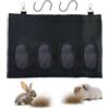 JRSHIRLEYLTD Borsa per Fieno per Conigli, Borsa per Mangiatoia di Fieno, borsa per mangiatoie automatiche, fieno da appendere con 4 finestre per piccoli animali domestici, nero, con 2 ganci a S