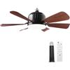 OKSANO Ventilatore da soffitto con luce e telecomando,Grano di legno nero piccola luce del ventilatore da 45 cm con lampadina LED dimmerabile, 3 temperature di colore