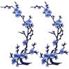 Goutdori Toppa termoadesiva con fiori di ciliegio da 2 pezzi, toppe ricamate grandi per decorazioni per riparazioni di abbigliamento, blu 13, 78 pollici