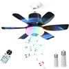 BININBOX Plafoniera Ventilatore con Luce LED RGB Dimmerabile e Silenzioso con Attacco E27 Ventilatore a Soffitto 3 Velocità Timer e Altoparlante Bluetooth per Camera da Letto, Soggiorno e Cucina (Nero)
