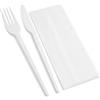 GEVENIT Kit Bis Posate Bianche Riutilizzabili, Forchetta e Coltello con Tovagliolo Monouso, Set Posate per Catering, Eventi, Ristoranti, Feste e Asporto 500 Pz