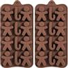 VELOKOVA Stampi da forno natalizi in silicone, 2 pezzi, 12 cavità a forma di omini di pan di zenzero e bastoncini di zucchero, per cioccolato, biscotti, gelatina, muffin, senza BPA, decorazione fai da