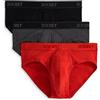 2(X)IST Slip da Uomo in Cotone Essenziale, Confezione da 3, Nero/Grigio Antracite/Rosso Papavero, XL