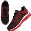 Maxome Scarpe da ginnastica da uomo con cuscinetto d'aria, scarpe sportive casual da passeggio alla moda, leggere e traspiranti, scarpe da ginnastica da tennis, allenamento, palestra, jogging, Nero rosso, 43