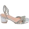 Malu Shoes Sandali Gioiello Donna con Tacco Basso Largo 5 cm con Nodo Argento Comodo Elegante