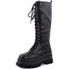 Toocool Stivali Donna Al Ginocchio Stringati Invernali Flatform Similpelle HJ811 [nero, 41]