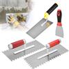 BORDEAG Spatole Da Muratore In Acciaio Inox, 4 Pezzi Cazzuola Dentata, Cazzuola Trapezoidale In Acciaio Inox Con Manici In Gomma, Set Di Cazzuole Da Muratore Per Calcestruzzo, Stucco (280x110mm)