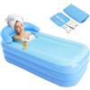 HuKaiL Vasca da bagno gonfiabile, in PVC, pieghevole per esterni, con schienale ergonomico e braccioli, vasca da bagno mobile, autoportante con copertura per persone meno di 1,85 m e 100 kg, 160 x 84