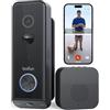 BOIFUN 2026 Videocitofono Wifi 2K UHD con Doppia Telecamera per Pacchi, 3MP | 166° Campo Visivo, Visione Notturna a Colori, Rilevamento Umano PIR, Audio Bidirezionale, A Batteria o Cablato, IP65, 2.4Ghz