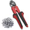 Retoteng Swager - Pinza crimpatrice per lenza da pesca, 0,1-2,2 mm, con 100 manicotti a doppio anello in alluminio