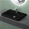 Mai & Mai Lavabo da Appoggio in Marmo fuso 60x42x13cm Nero, Colossum08 | Lavandino Bagno, Lavabo con Rialzo, Nero opaco, Stampaggio Monopezzo, Nano-rivestimento, Bordi Sottili
