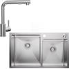 CECIPA Lavello Cucina 2 Vasche in Acciaio Inox - 75x45 cm, Lavabo Cucina Include Rubinetto Estraibile, Dispenser Sapone, Sifone e Gruppo di Scarico