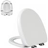 Wttfc Tavoletta WC Universale Forma di D/U, Sedile WC PP Chiusura Ammortizzata, Coperchio WC con Funzione di Sgancio Rapido, Facile da Pulire, Copriwater Bianco, 02E, 42x34cm