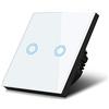 Maclean Energy Interruttore touch Adattatore LED Elegante e Moderno (Bianco, Doppio Rotondo)