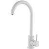 Generico Miscelatore Cucina a Canna Girevole, Rubinetto Lavello Monocomando Bianco con Aeratore Anticalcare e Risparmio Idrico, Altezza 36cm, Finitura Moderna, Kit Completo di Installazione
