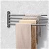Qobobo® Porta Asciugamani Bagno da Parete Portasciugamani con 4 Bracci in Acciaio Inox Porta Salviette 40 cm Argento