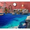 AMBATTERY Adesivo Da Pavimento Impermeabile Autoadesivo Personalizzato Mare blu 3D, 430 * 300 cm Carta da parati fotografica Piastrelle per pavimenti 3D Adesivo muraleBagno Camera da letto