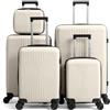 LEADZM Valigie Set 5 Pezzi, Set Valigie Rigide in PP (Avorio)