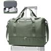 WEPLAN Borsone da Viaggio Donna Bagaglio a Mano Easyjet 45x36x20 Borsa da Viaggio Donna Uomo Borsone Palestra con Scomparto per le Scarpe Travel Bag Borsa Sportiva Cabina Weekend,B03-Verde Militare