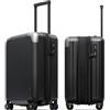 LEVEL8 Valigia Cabina Rigida Policarbonato, 54.5CM, 36-42L, Nero | Leggera con Rotelle, Bagaglio a Mano, Con TSA, 4 Rotelle