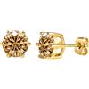 PAKORIO Orecchini a bottone rotondi classici con moissanite, 0,6-4ct VVS1, argento S925 placcato oro, ipoallergenici, gioielli anti-ossidazione (Oro,1ct)