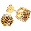 PAKORIO Orecchini a bottone Moissanite VVS1, Argento S925 placcato oro 14K, rotondo 4/6 griffe, unisex ipoallergenico