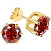 PAKORIO Orecchini a bottone rotondi classici con moissanite, 0,6-4ct VVS1, argento S925 placcato oro, ipoallergenici, gioielli anti-ossidazione (Rubino,2ct)