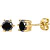 PAKORIO Orecchini a bottone rotondi classici con moissanite, 0,6-4ct VVS1, argento S925 placcato oro, ipoallergenici, gioielli anti-ossidazione (Nero,2ct)