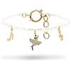 FREDDY Bracciale da Donna Ballerina e Perle, Braccialetto in Acciaio Inossidabile Ipoallergenico - Collezione 20 cm, Pendenti - Disponibile in Gold e Silver