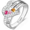 AAQ Anello da donna personalizzabile con 1-4 nomi | Anello personalizzato con nome e pietra di nascita, regalo per donna e mamma per la Festa della Mamma e Natale