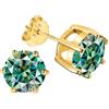 PAKORIO Orecchini a bottone Moissanite VVS1, Argento S925 placcato oro 14K, rotondo 4/6 griffe, unisex ipoallergenico