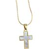 JEVLUH Collana con Croce in Madreperla Crocifisso,Medaglia Miracolosa Religiosa, Girocollo,Collana di Fede