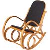 Mendler Sedia a Dondolo Classica Elegante M41 - Legno Chiaro Seduta Tessuto Antracite